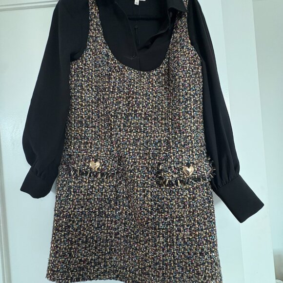 Cinq à Sept Florianna Mini Dress Confetti Tweed Long Sleeves Sz 4 - Picture 4 of 9